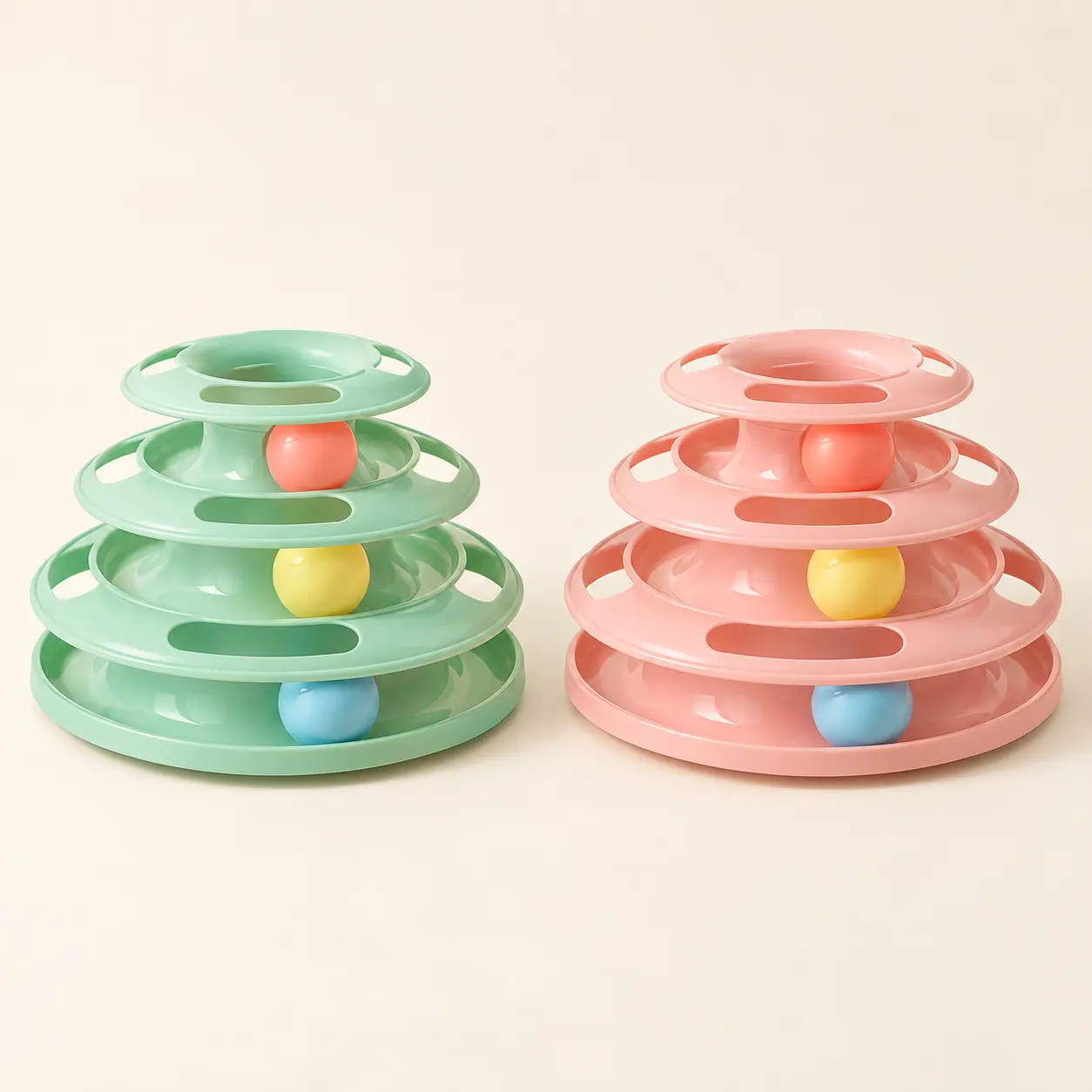 Three-tier cat ball tracks