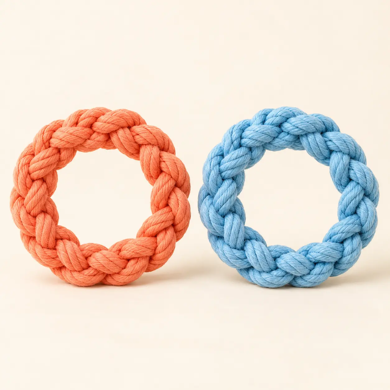 Little Loop Tug — Coral orange / Sky blue
