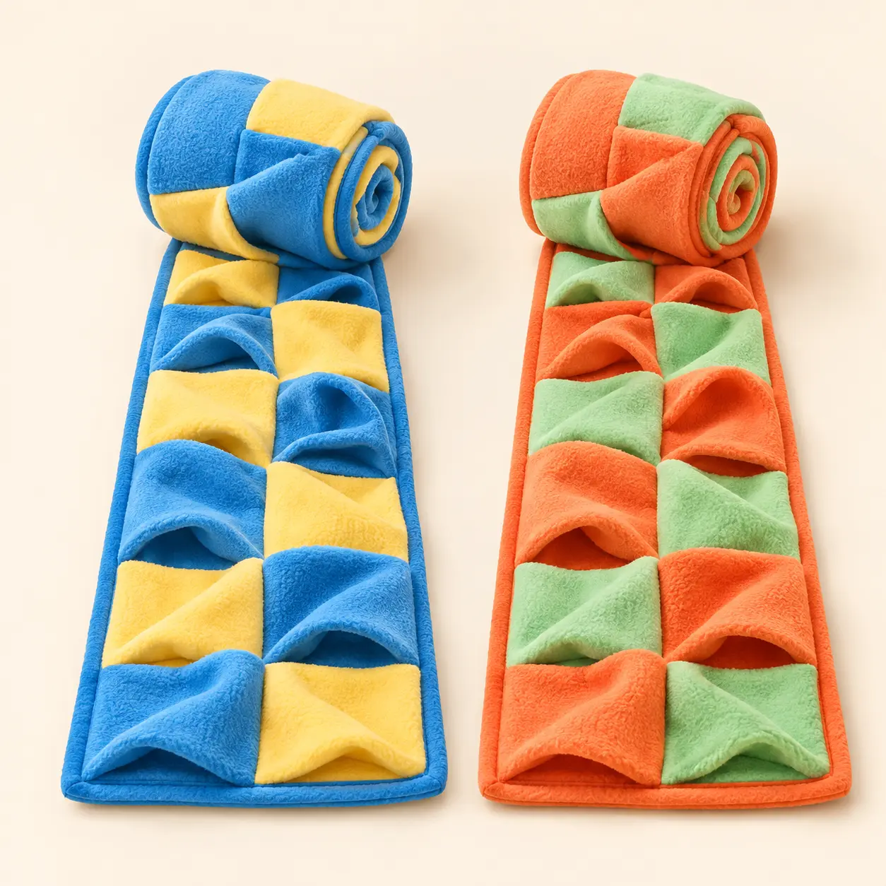 Hideaway Treat Roll — Blue + yellow / Orange + green