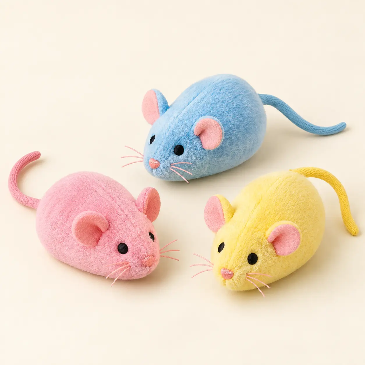 Peekaboo Mouse Trio — Pink + blue + yellow